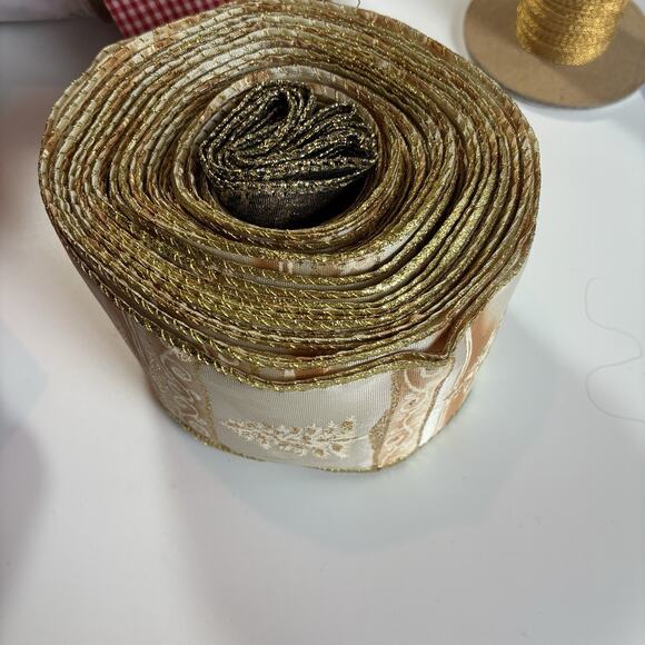 Lot 14 ROLLS CHRISTMAS HOLIDAY Wired RIBBON TRIM VARIOUS length/pattern - Picture 5 of 8